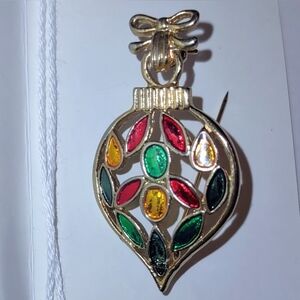 Christmas Ornament Multi-colored Vintage Brooch